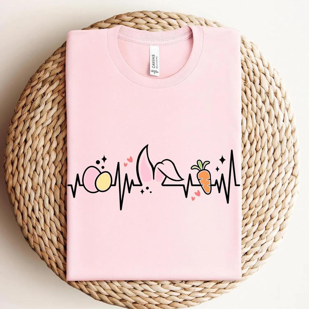Bunny Heartbeat Shirt Easter Rabbit Tee Cute Nurse Easter Tshirt